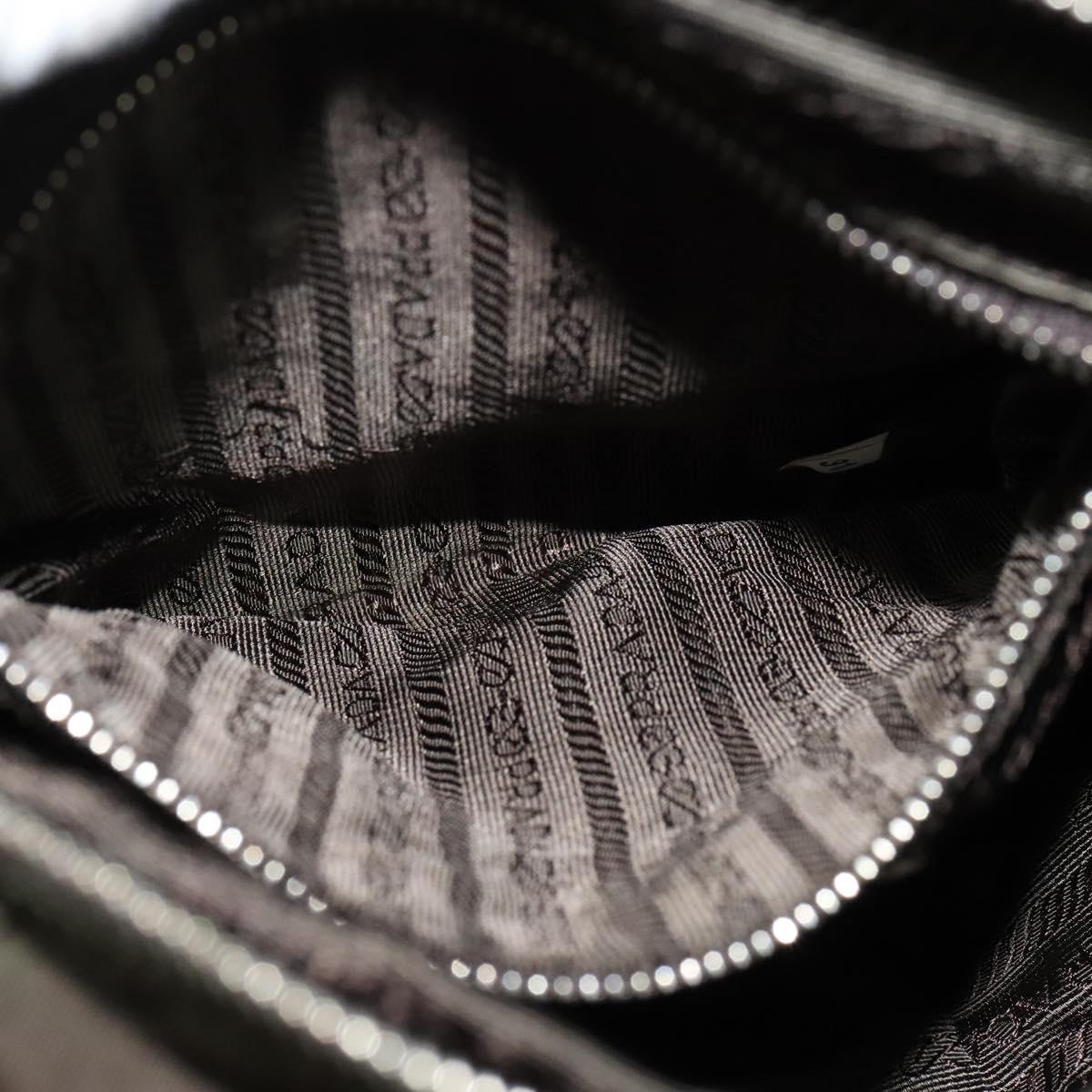 PRADA Shoulder Bag Nylon Khaki Silver Auth 132522