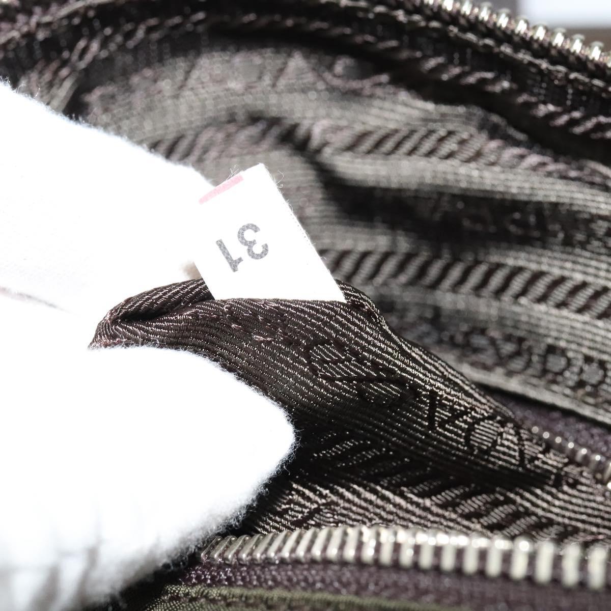 PRADA Shoulder Bag Nylon Khaki Silver Auth 132522