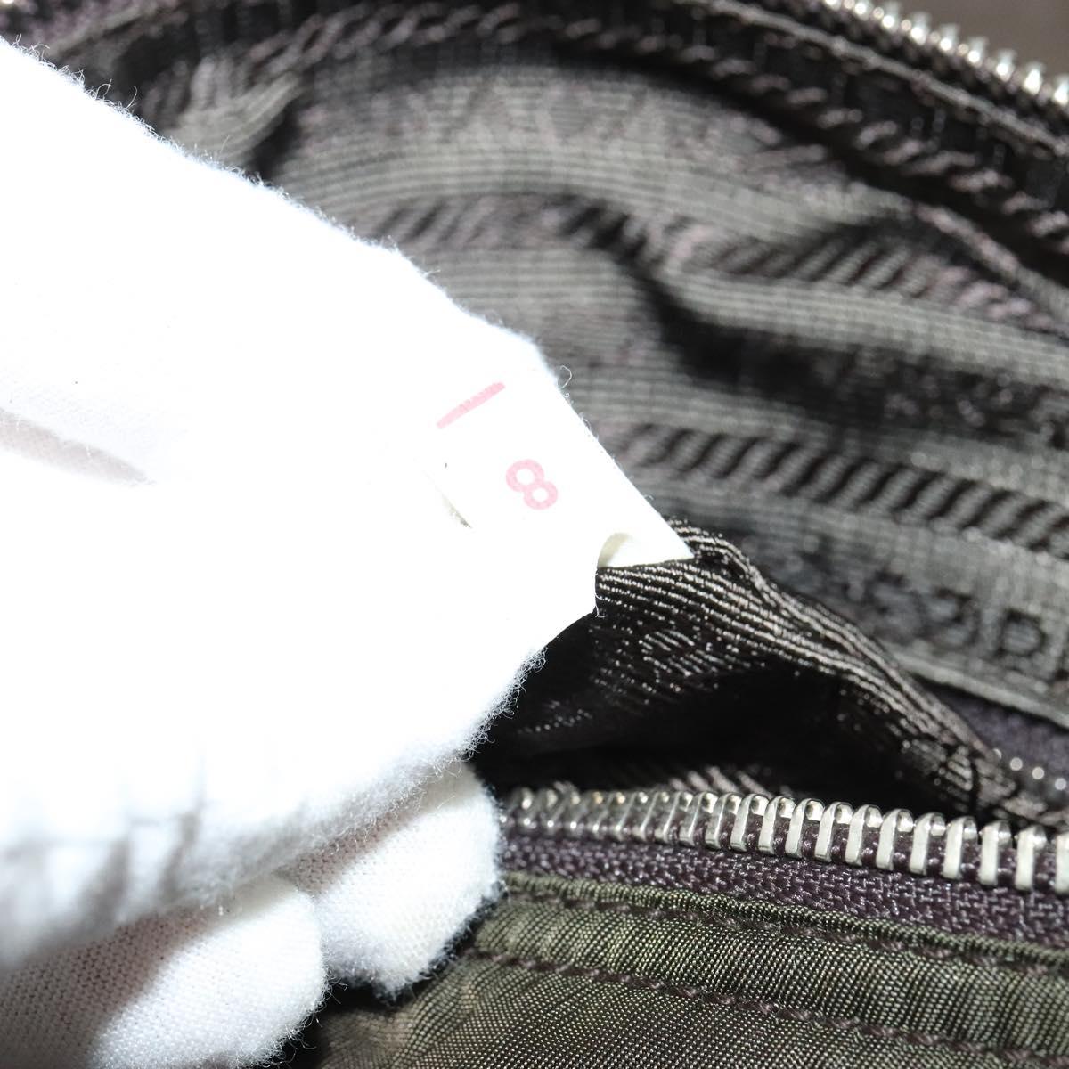 PRADA Shoulder Bag Nylon Khaki Silver Auth 132522