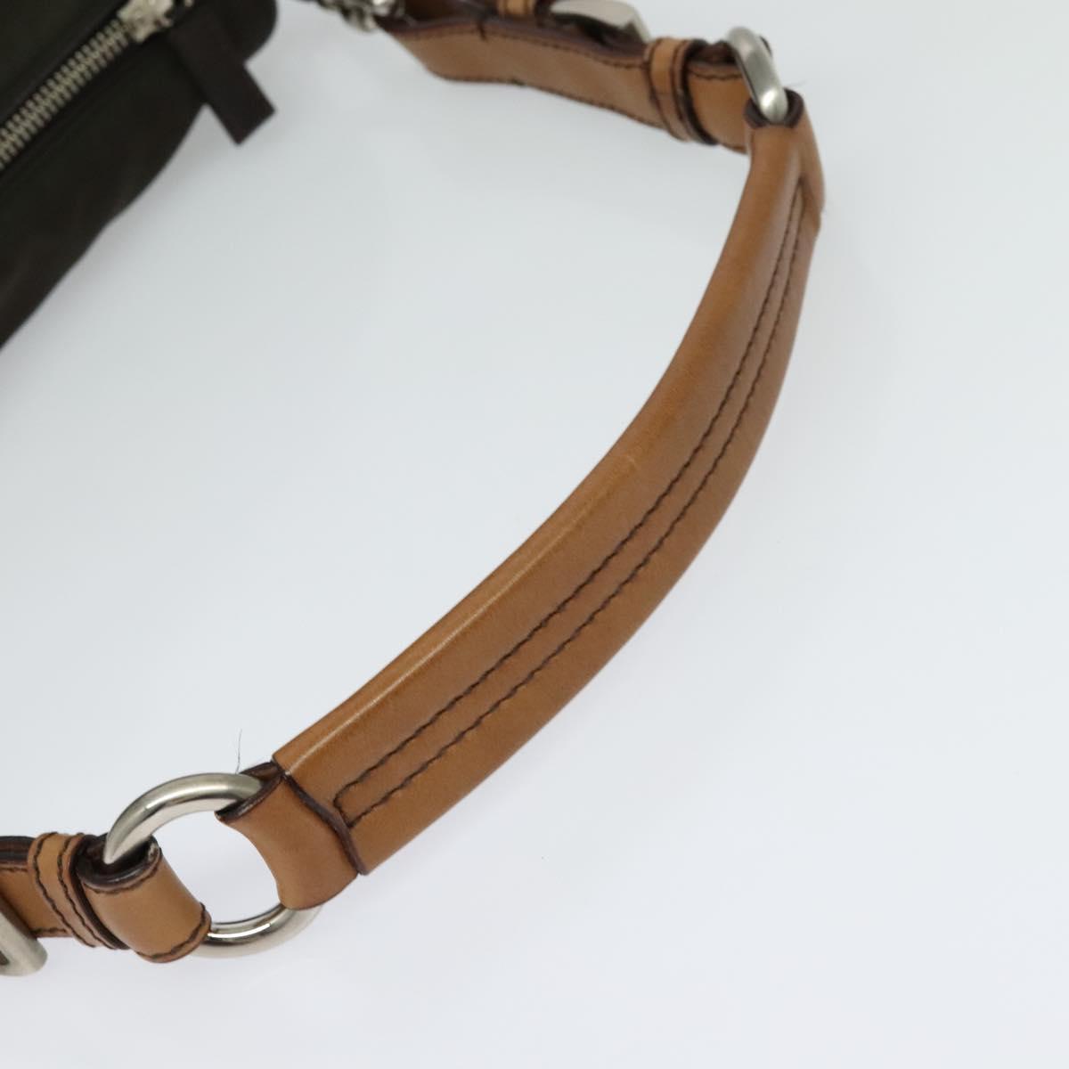 PRADA Shoulder Bag Nylon Khaki Silver Auth 132522