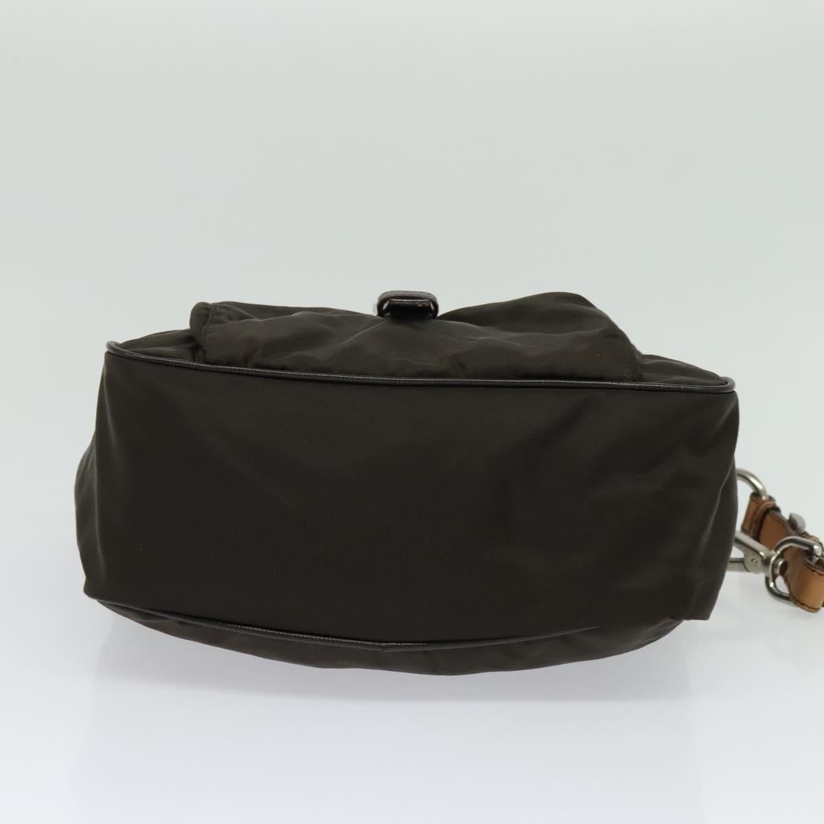 PRADA Shoulder Bag Nylon Khaki Silver Auth 132522