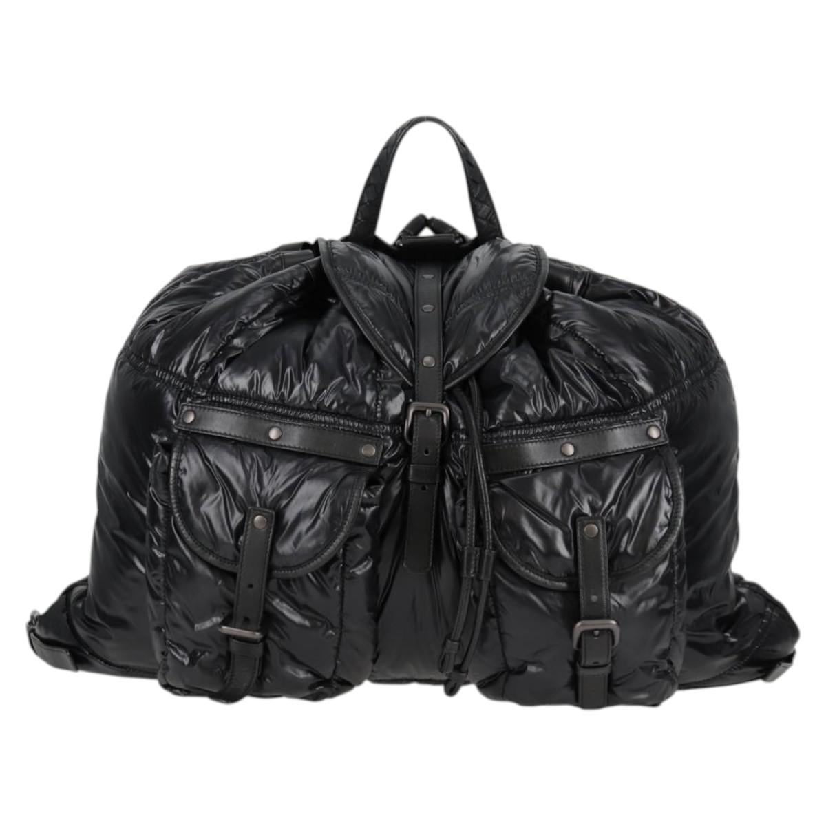 BOTTEGA VENETA INTRECCIATO Backpack Nylon Leather Black Auth 132539V