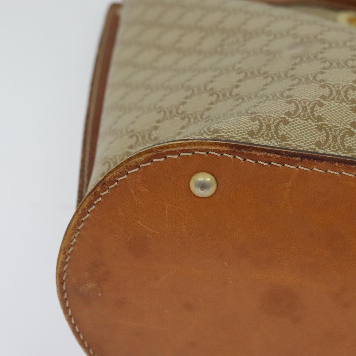 CELINE Macadam Canvas Shoulder Bag PVC Beige Gold Auth 132542