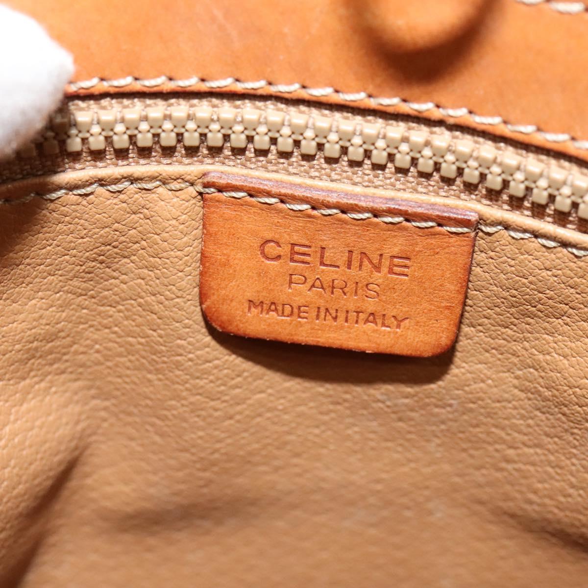 CELINE Macadam Canvas Shoulder Bag PVC Beige Gold Auth 132542