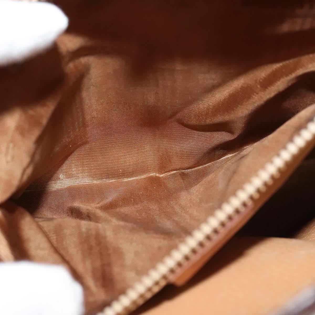 CELINE Macadam Canvas Shoulder Bag PVC Beige Gold Auth 132542