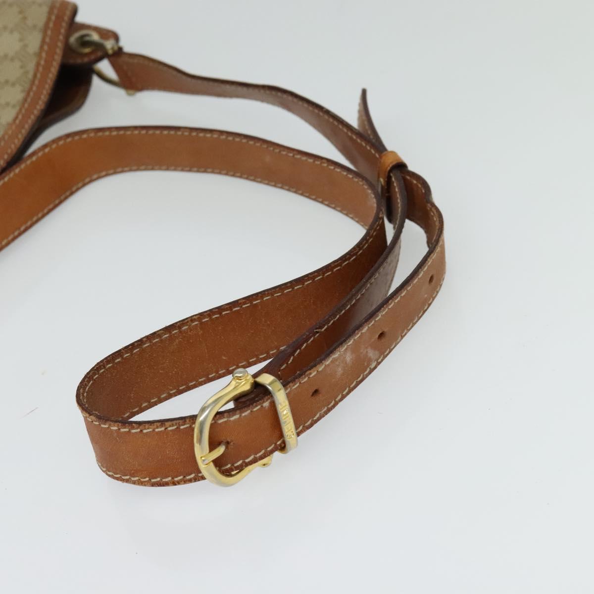 CELINE Macadam Canvas Shoulder Bag PVC Beige Gold Auth 132542