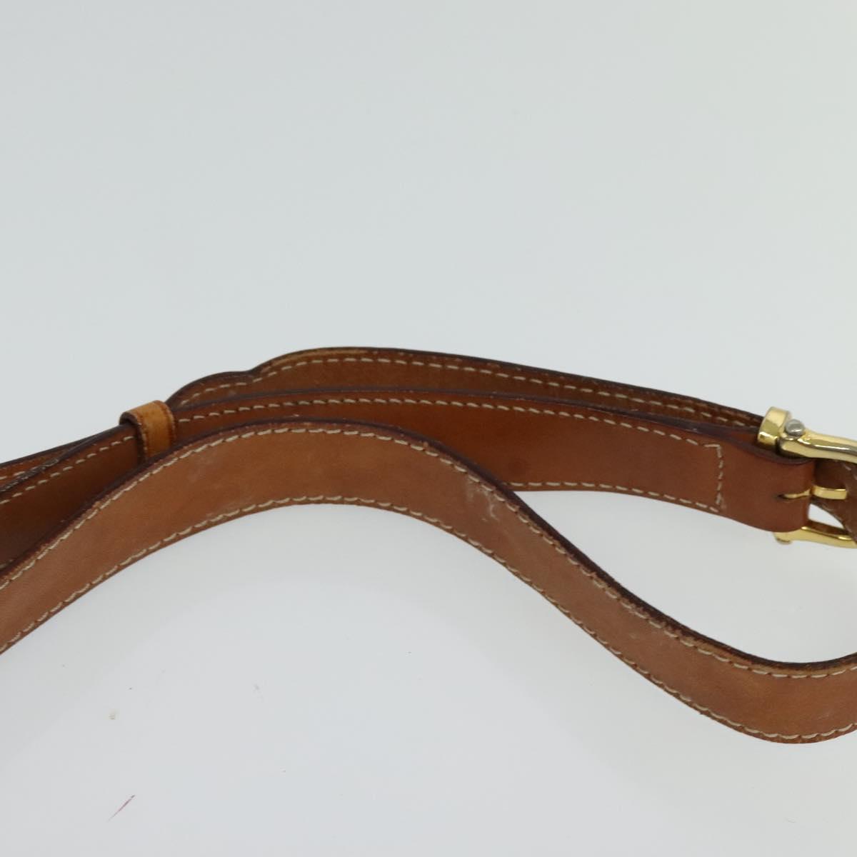 CELINE Macadam Canvas Shoulder Bag PVC Beige Gold Auth 132542