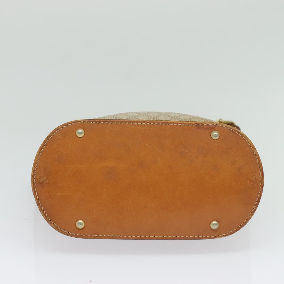 CELINE Macadam Canvas Shoulder Bag PVC Beige Gold Auth 132542