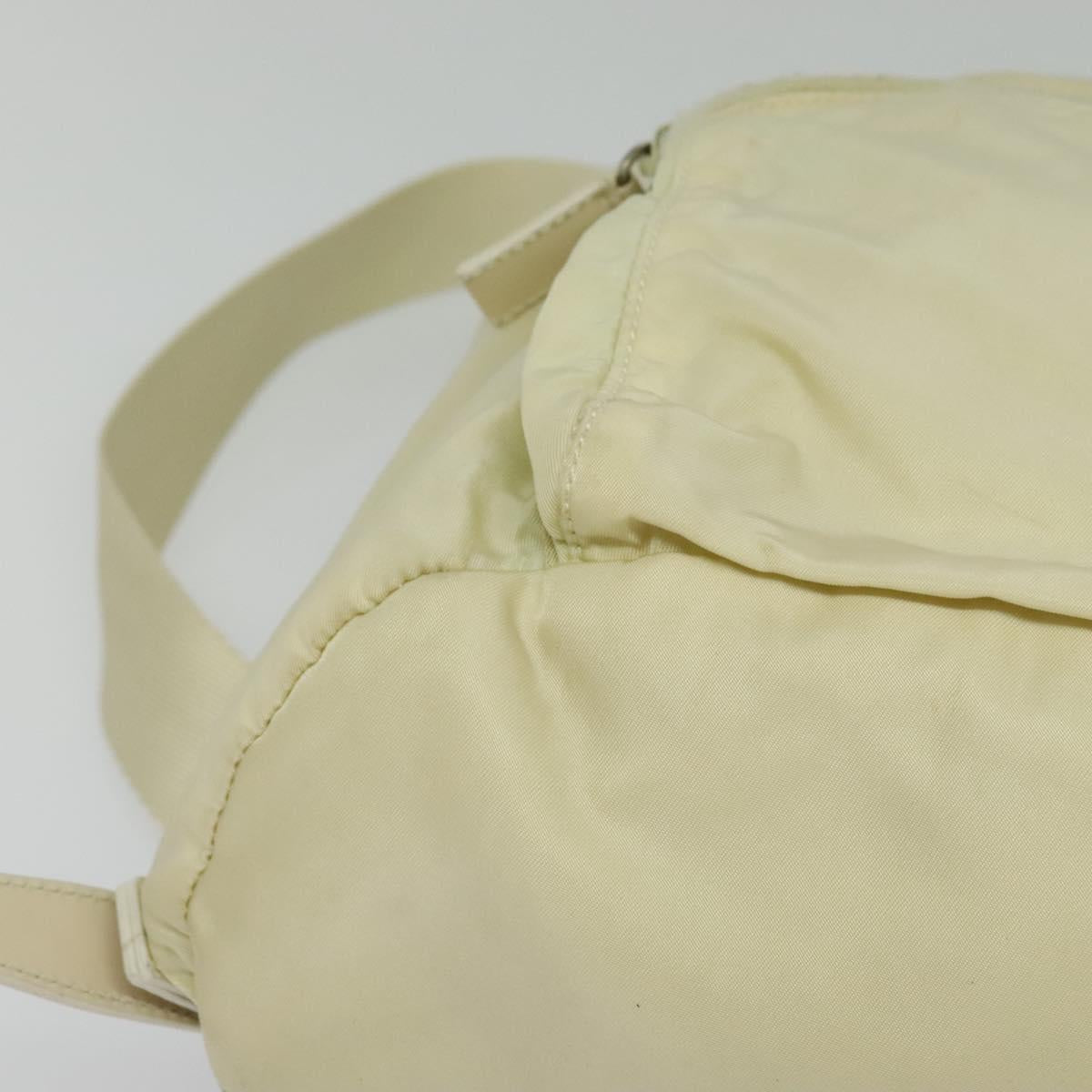 PRADA Backpack Nylon Beige Silver Auth 132544