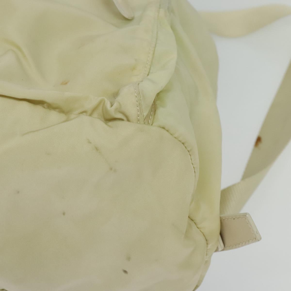 PRADA Backpack Nylon Beige Silver Auth 132544