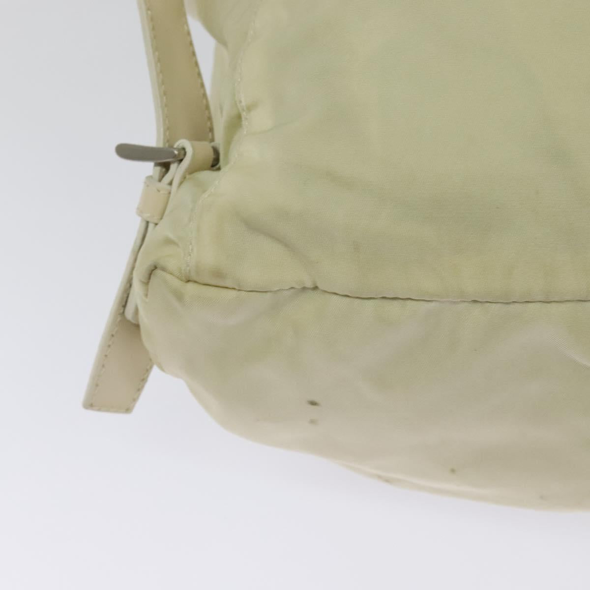 PRADA Backpack Nylon Beige Silver Auth 132544