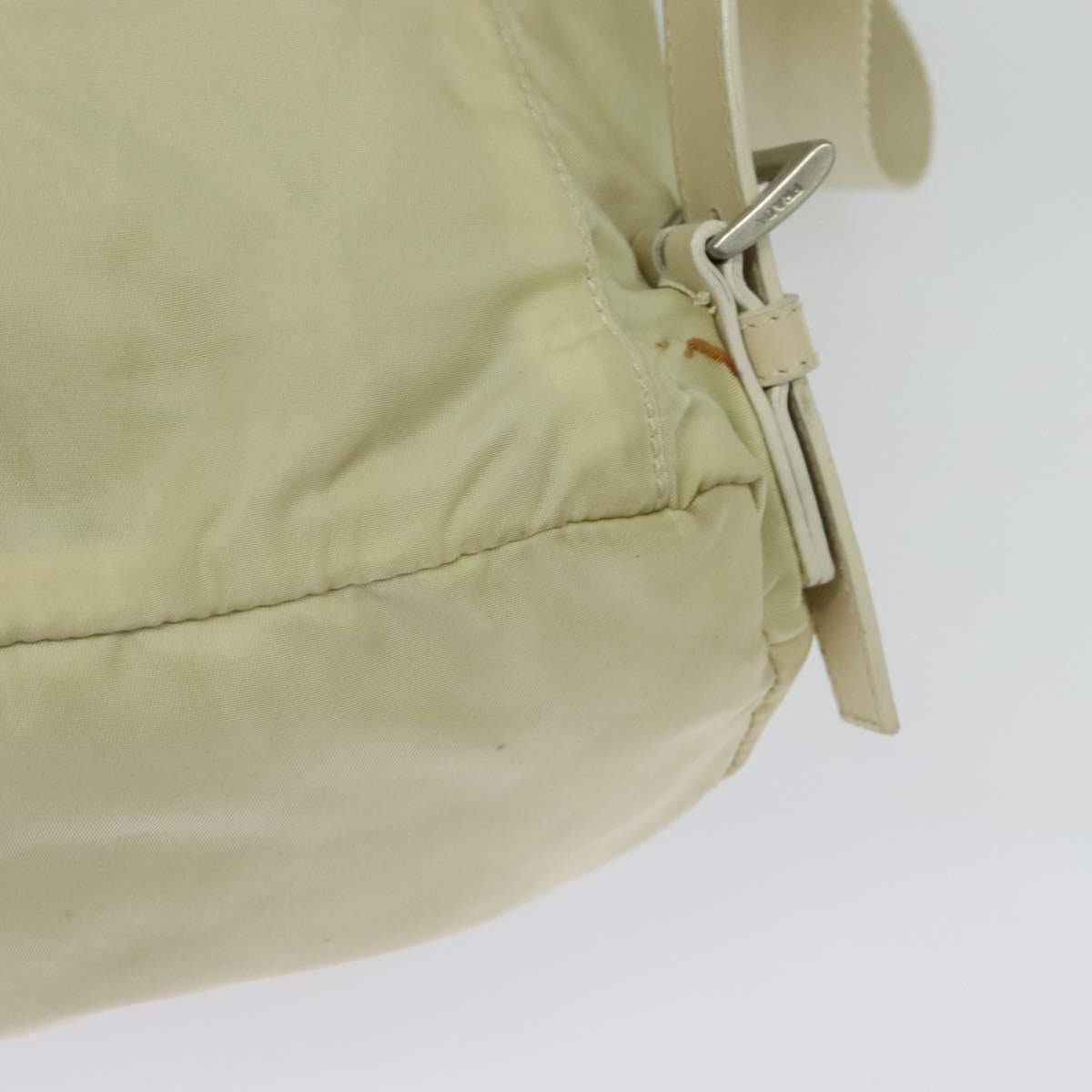 PRADA Backpack Nylon Beige Silver Auth 132544