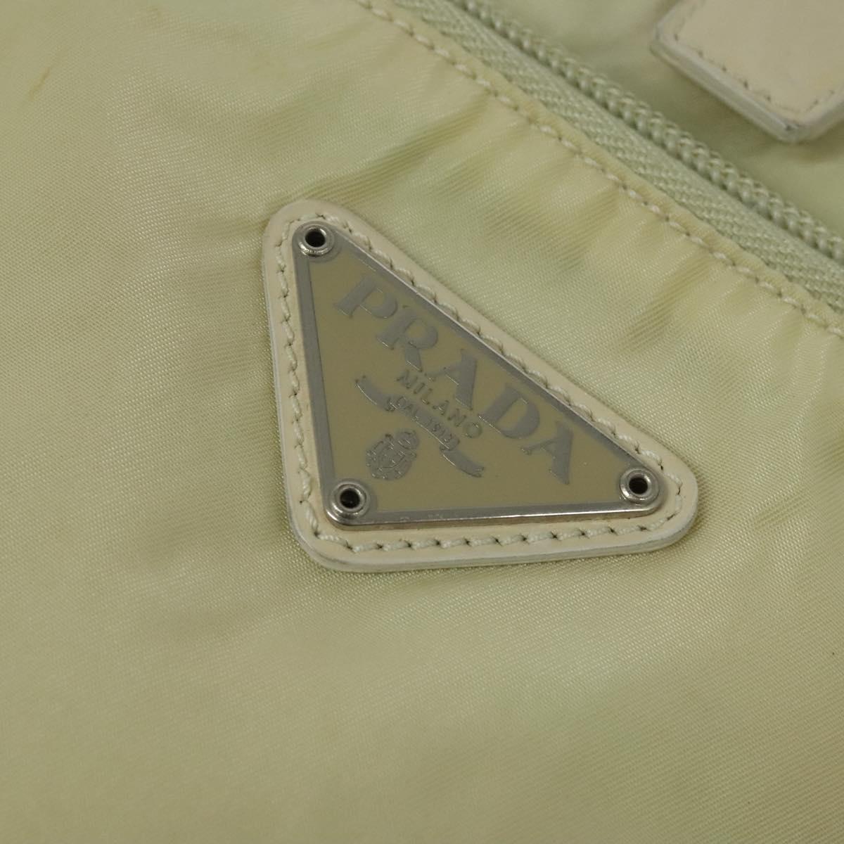 PRADA Backpack Nylon Beige Silver Auth 132544