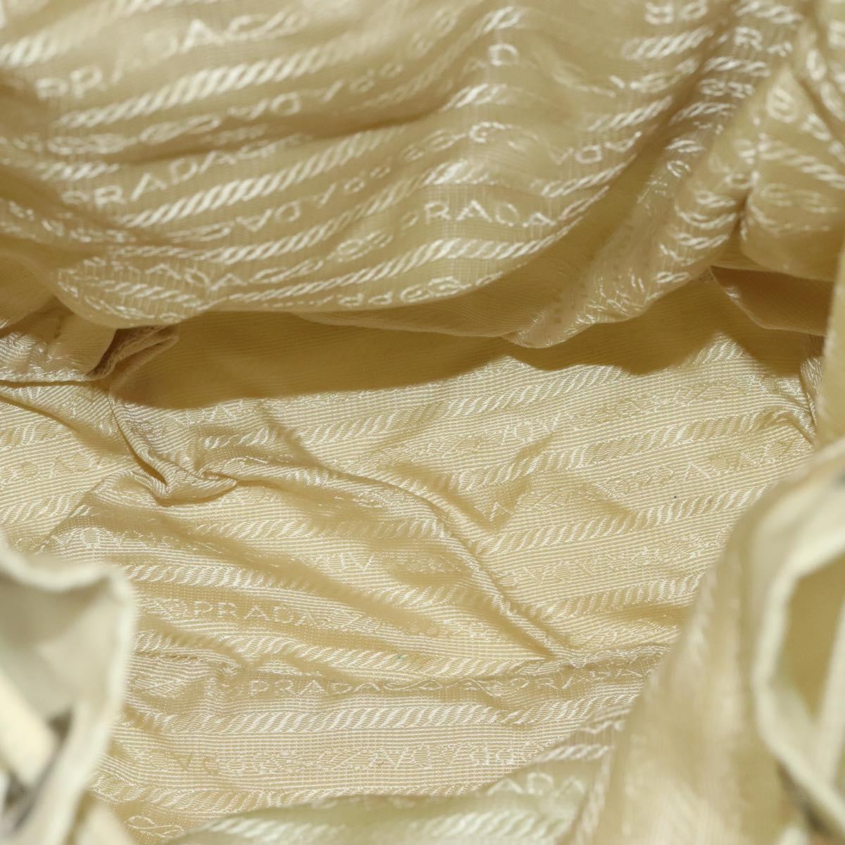 PRADA Backpack Nylon Beige Silver Auth 132544