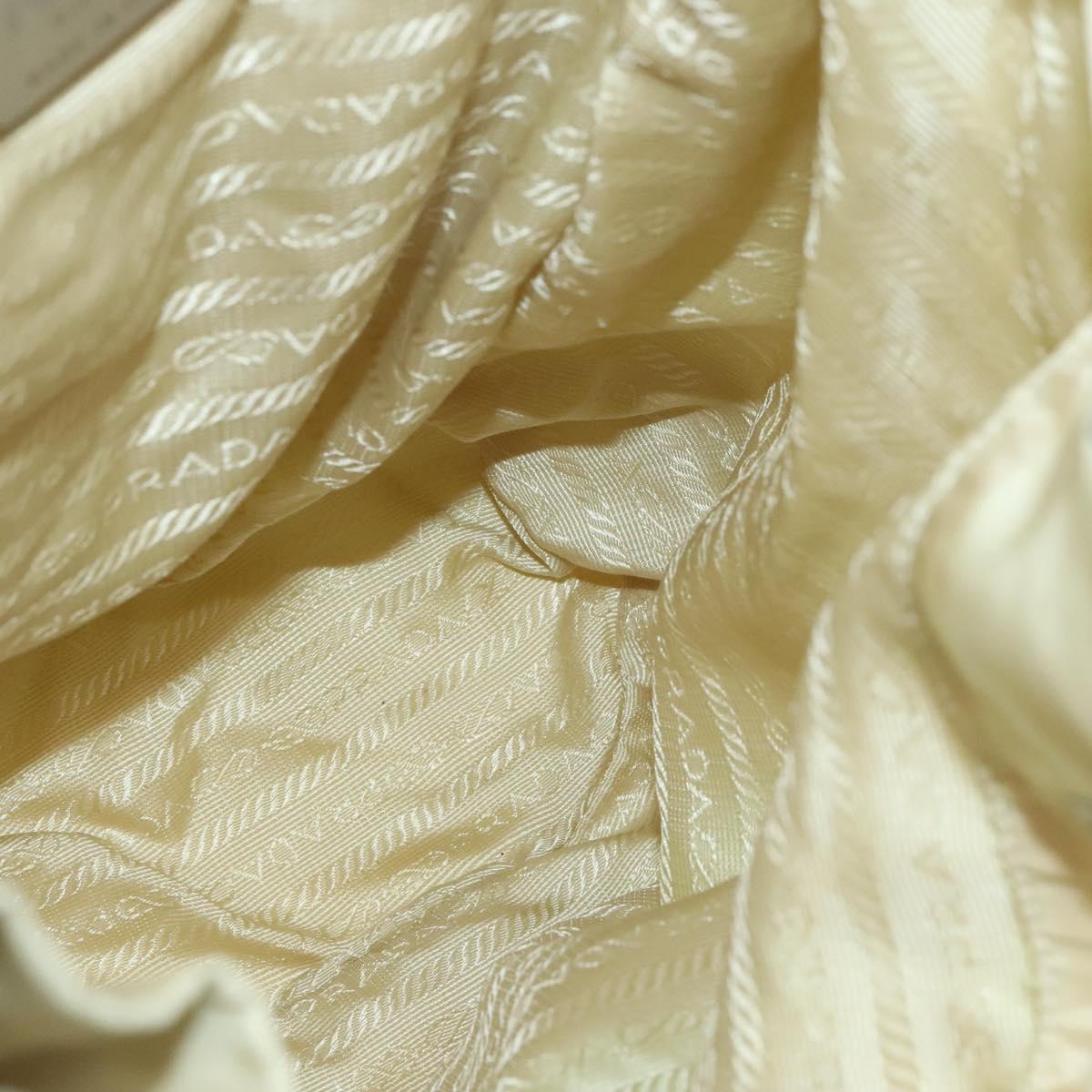 PRADA Backpack Nylon Beige Silver Auth 132544