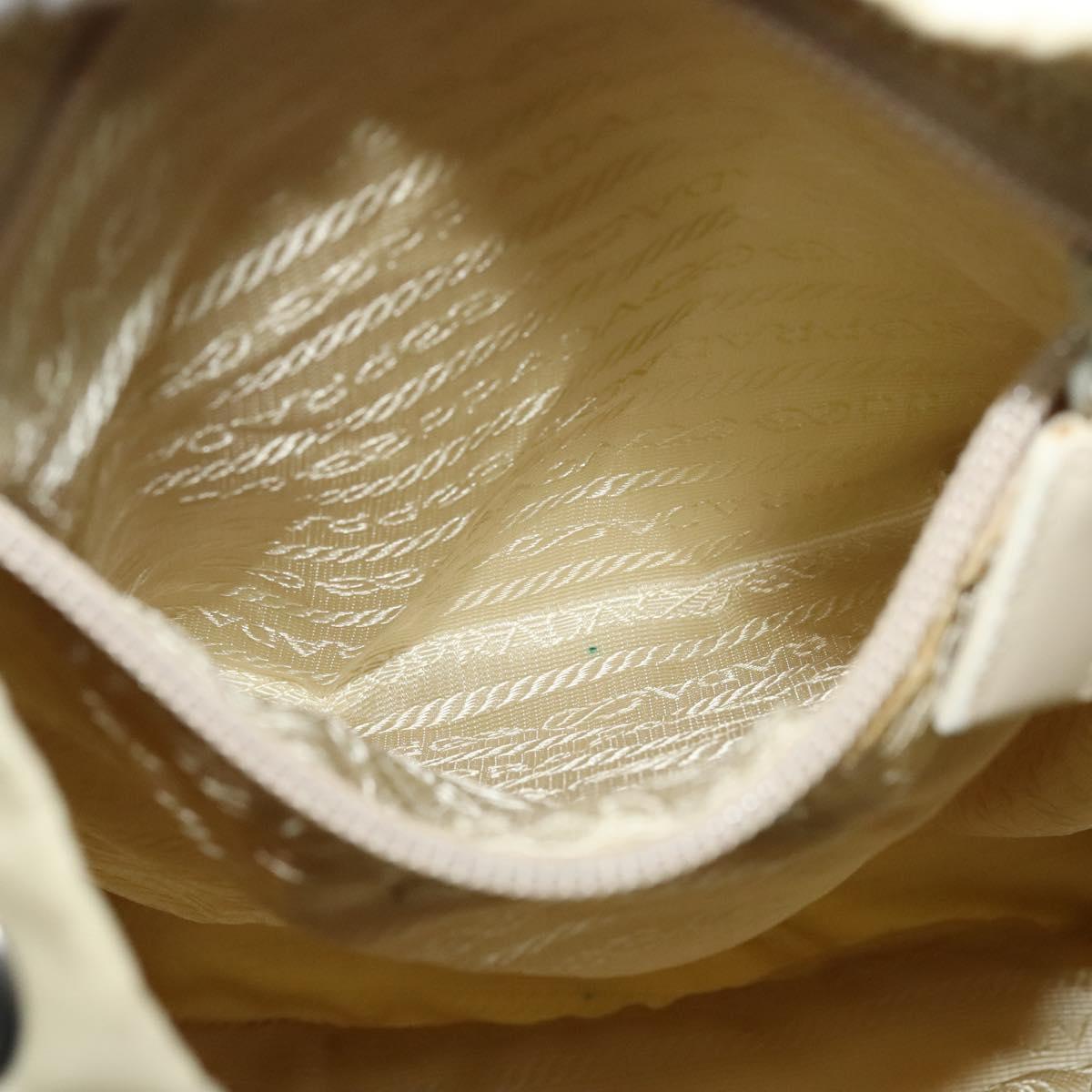 PRADA Backpack Nylon Beige Silver Auth 132544