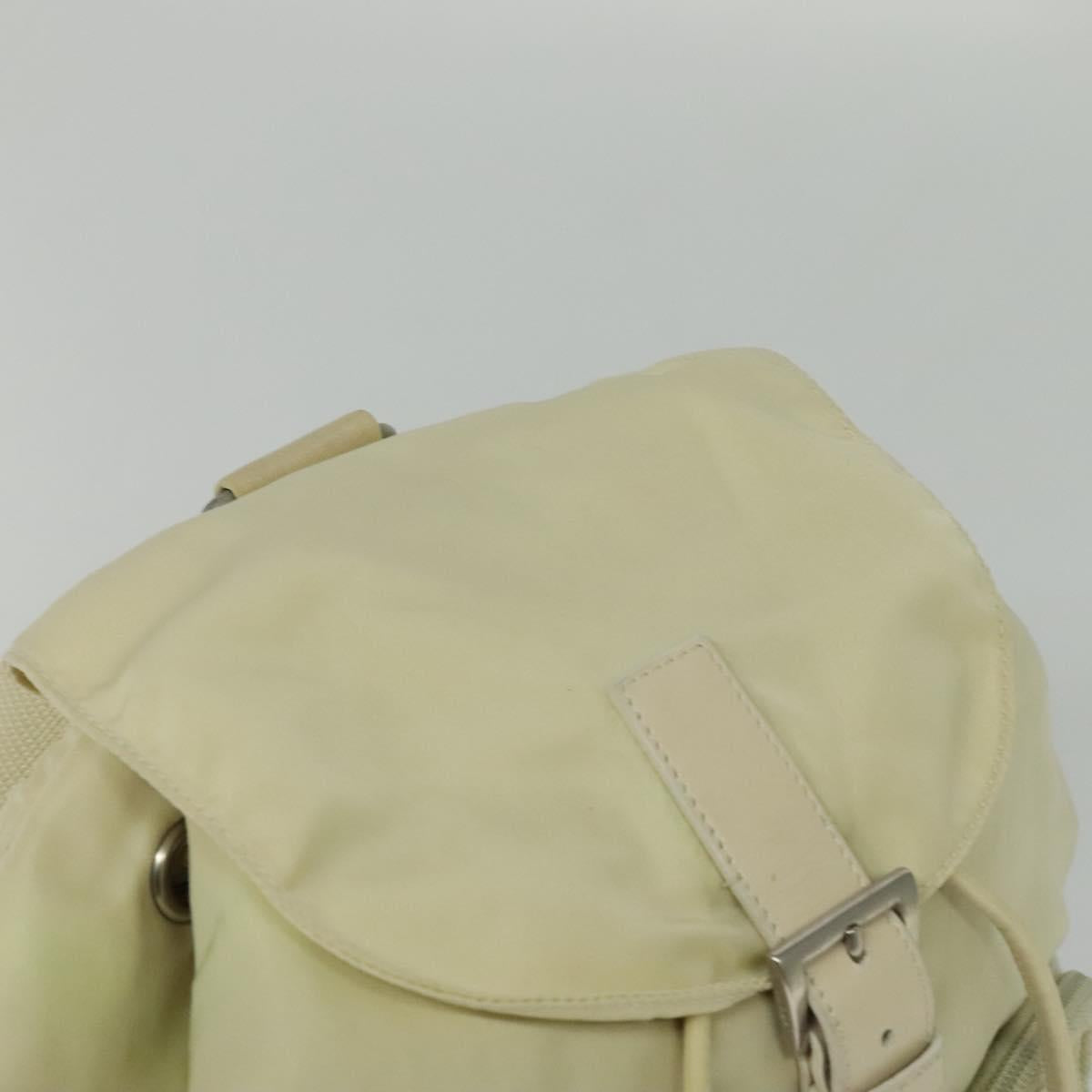 PRADA Backpack Nylon Beige Silver Auth 132544
