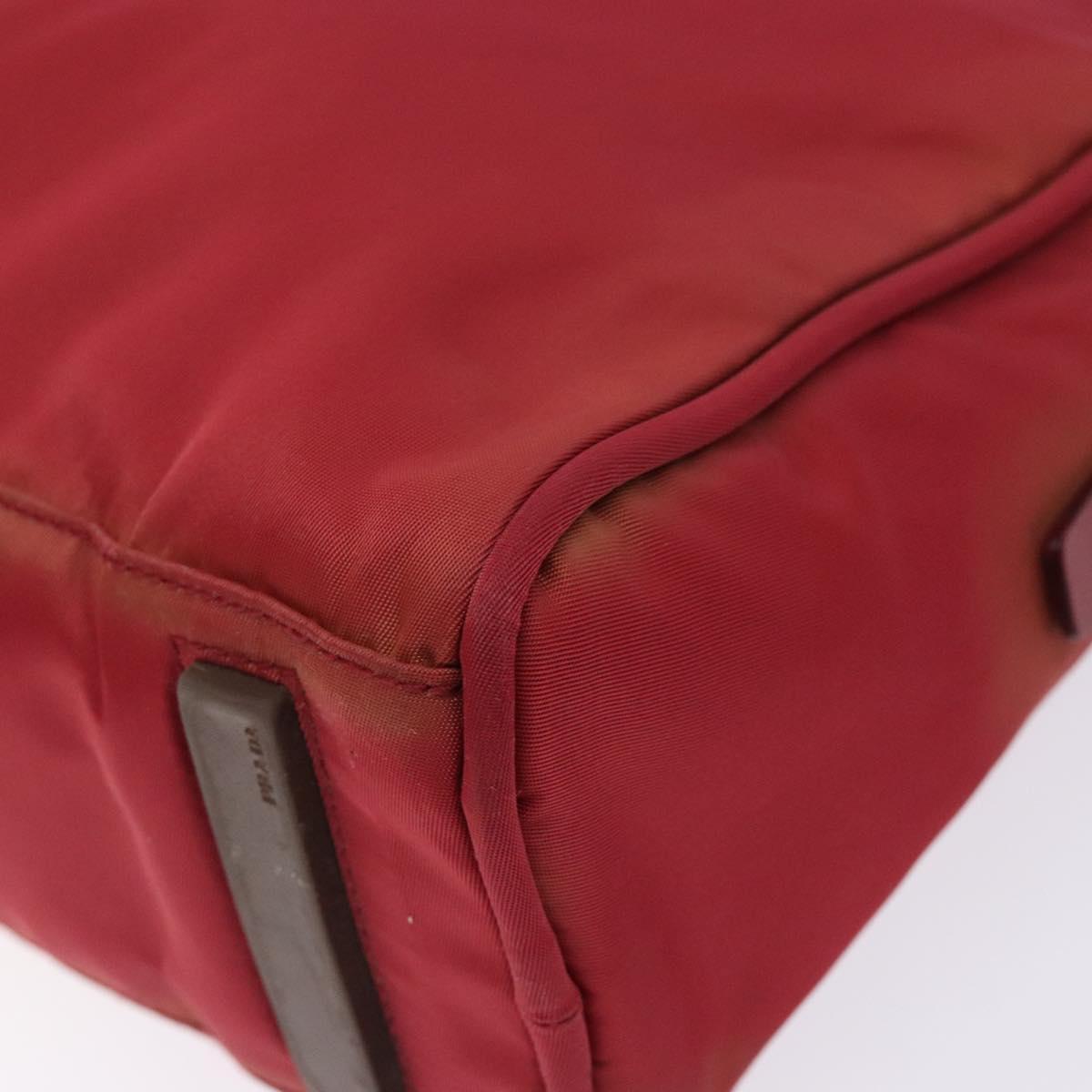 PRADA Hand Bag Nylon Red Silver Auth 132546