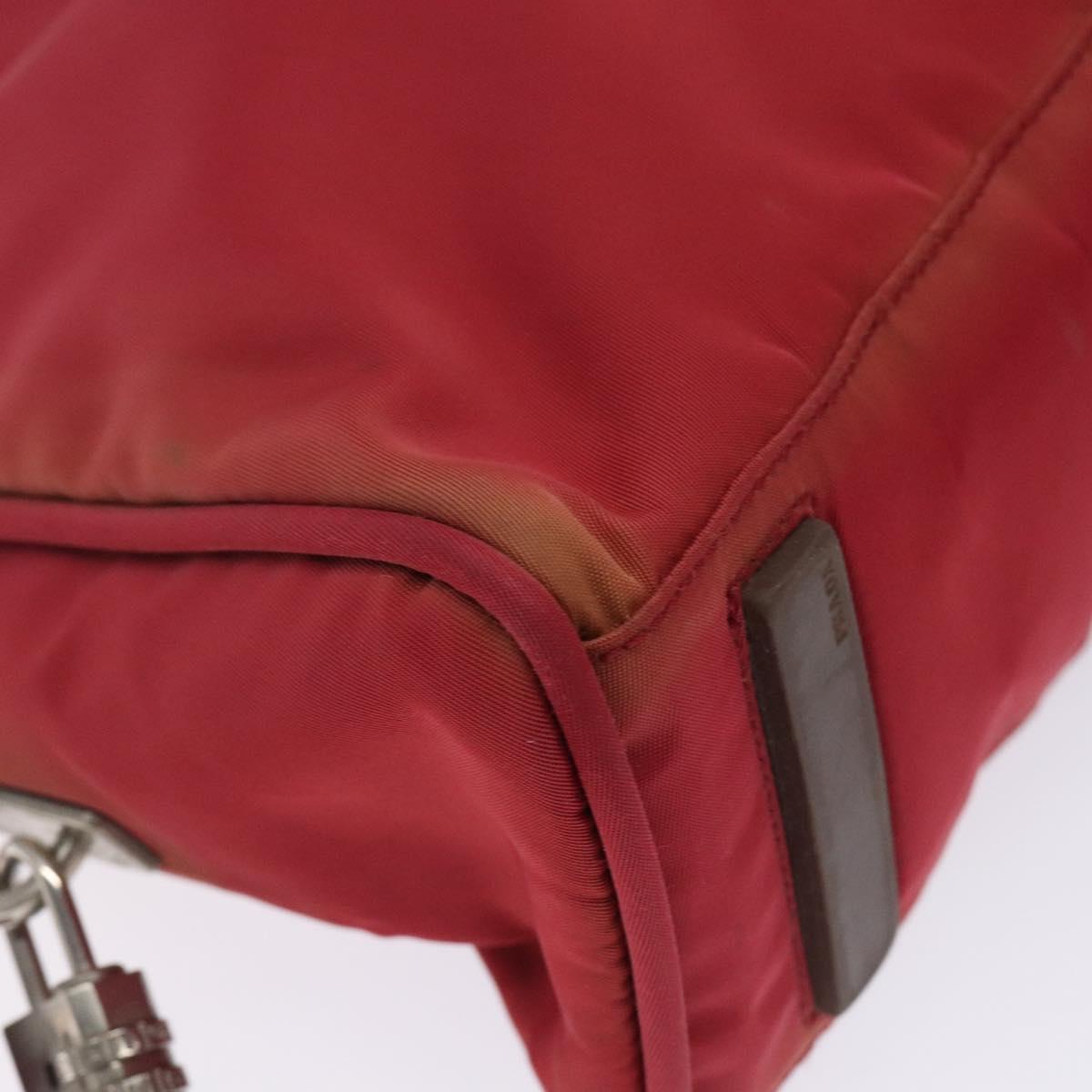 PRADA Hand Bag Nylon Red Silver Auth 132546