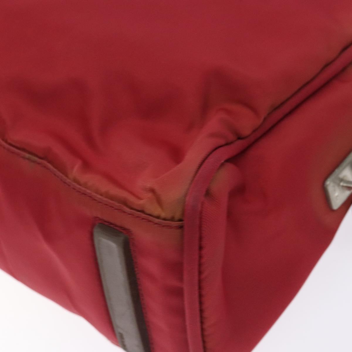 PRADA Hand Bag Nylon Red Silver Auth 132546