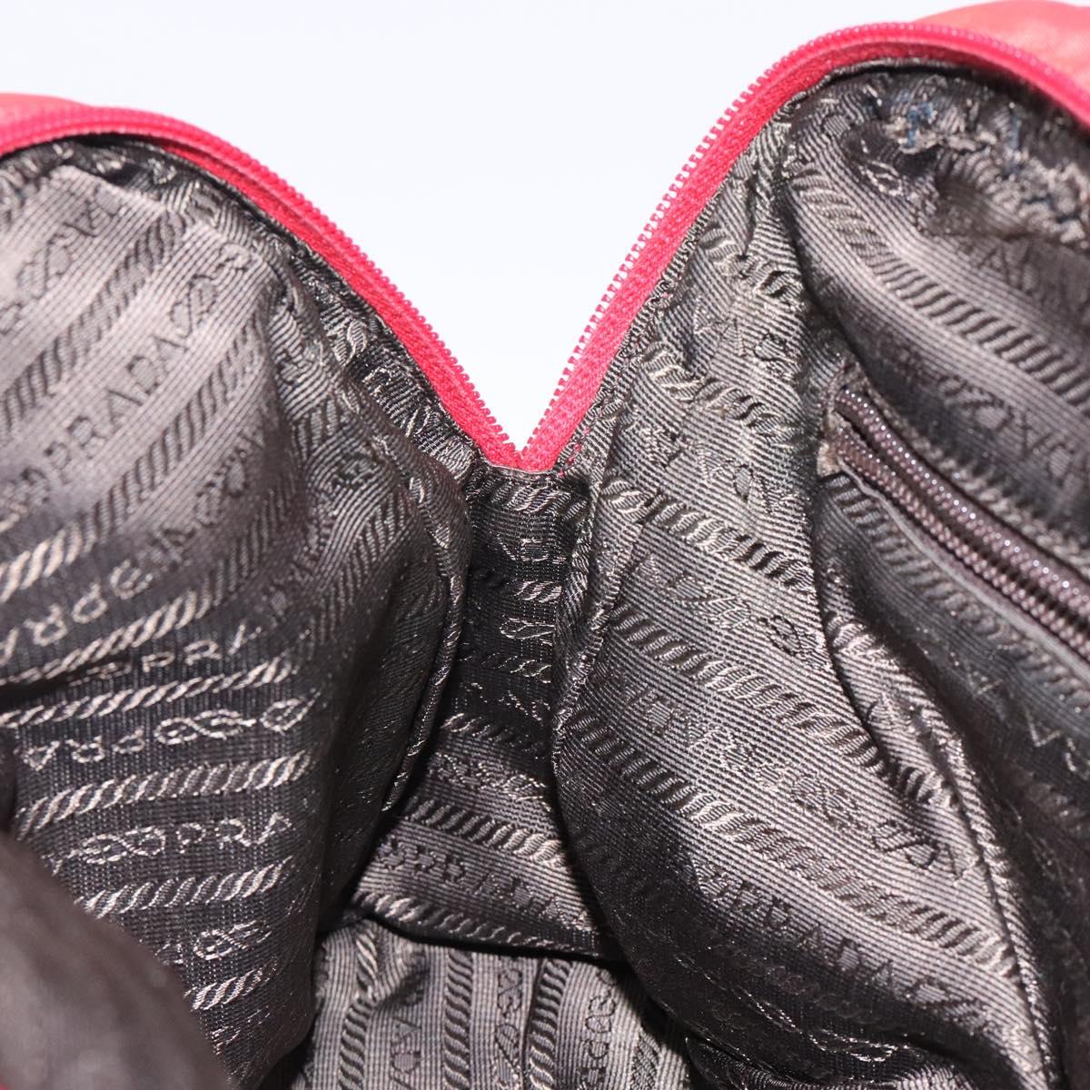 PRADA Hand Bag Nylon Red Silver Auth 132546