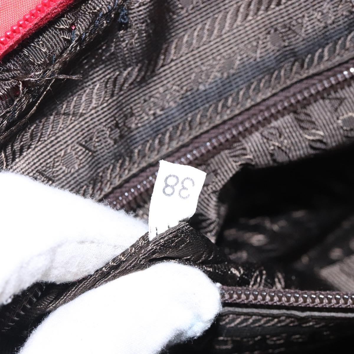 PRADA Hand Bag Nylon Red Silver Auth 132546