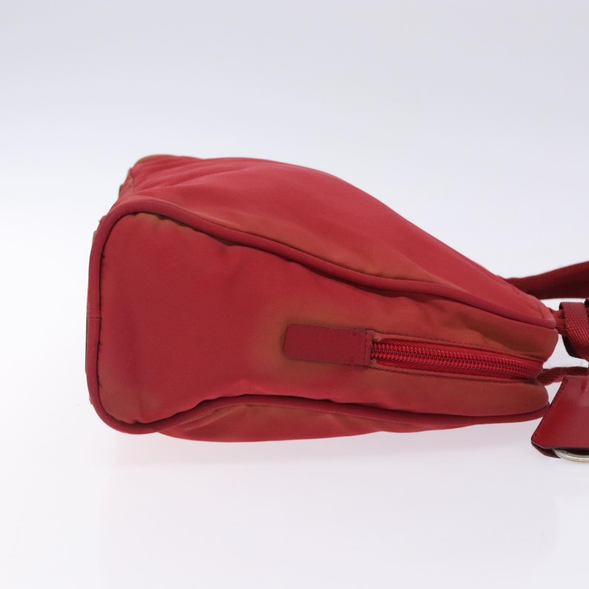 PRADA Hand Bag Nylon Red Silver Auth 132546