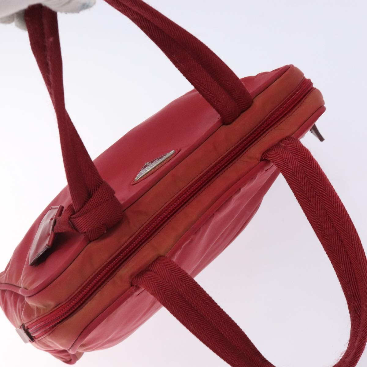 PRADA Hand Bag Nylon Red Silver Auth 132546