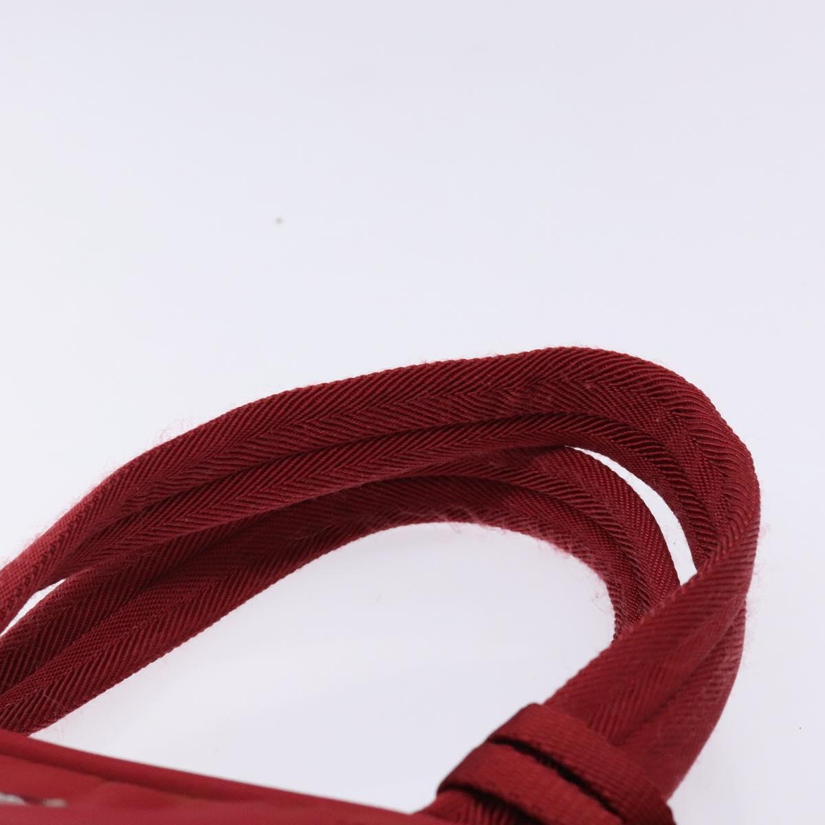 PRADA Hand Bag Nylon Red Silver Auth 132546