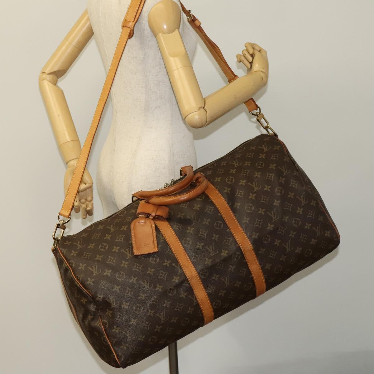 LOUIS VUITTON Monogram Keepall Bandouliere 55 Boston Bag M41414 LV Auth 132554
