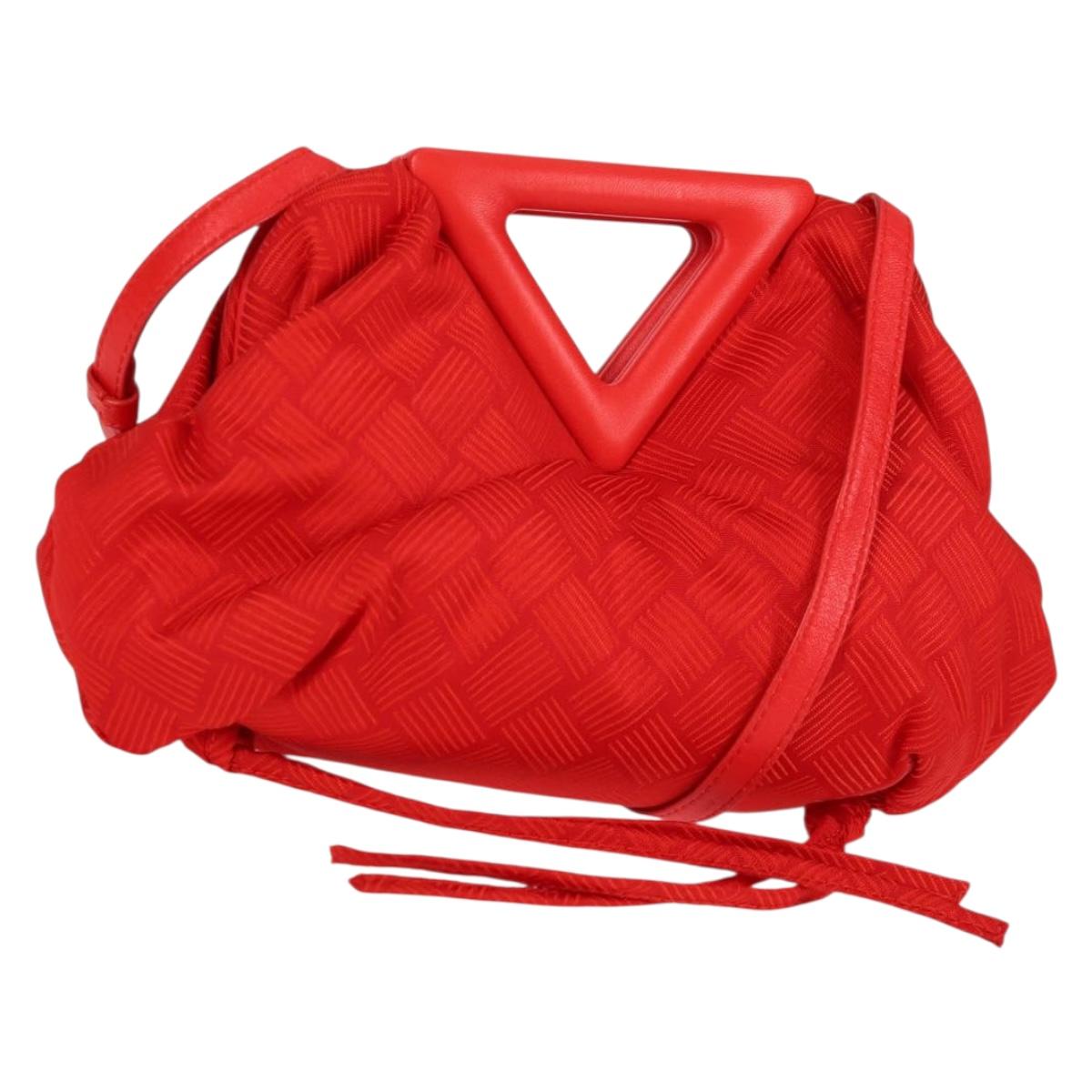 BOTTEGA VENETA Point Hand Bag Nylon 2way Red Gold Auth 132561M