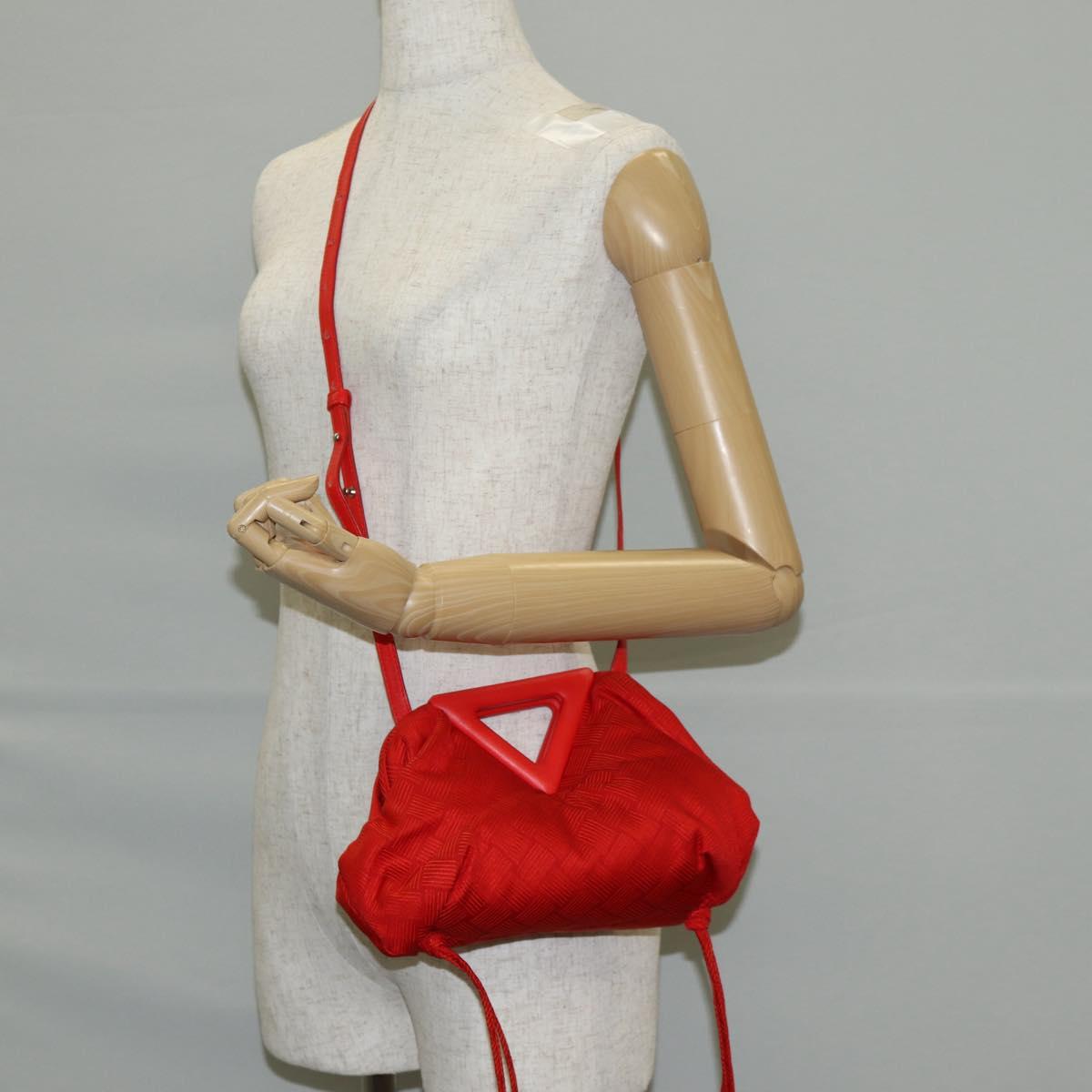 BOTTEGA VENETA Point Hand Bag Nylon 2way Red Gold Auth 132561M