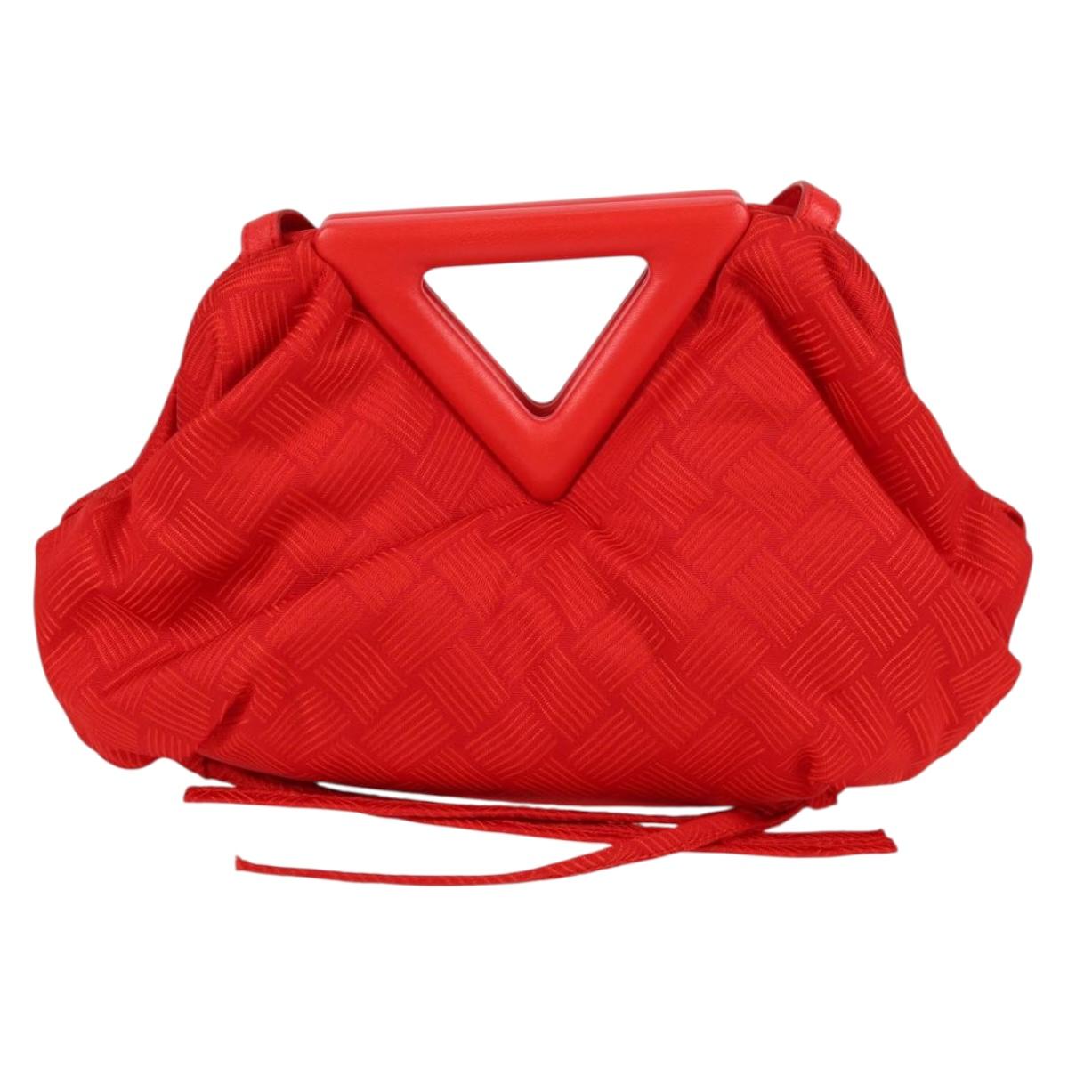 BOTTEGA VENETA Point Hand Bag Nylon 2way Red Gold Auth 132561M