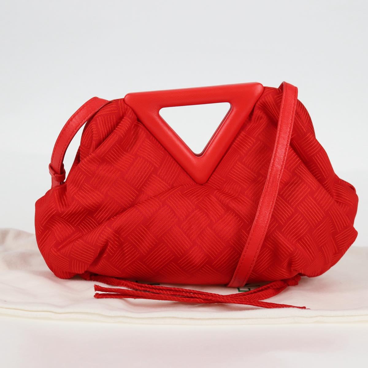 BOTTEGA VENETA Point Hand Bag Nylon 2way Red Gold Auth 132561M