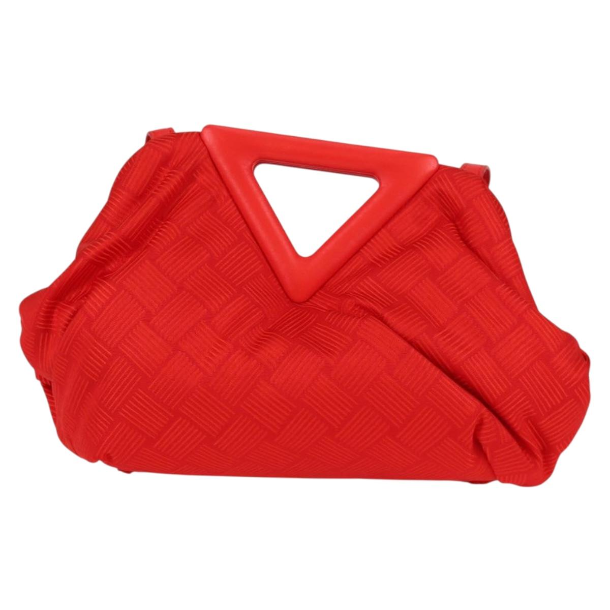 BOTTEGA VENETA Point Hand Bag Nylon 2way Red Gold Auth 132561M