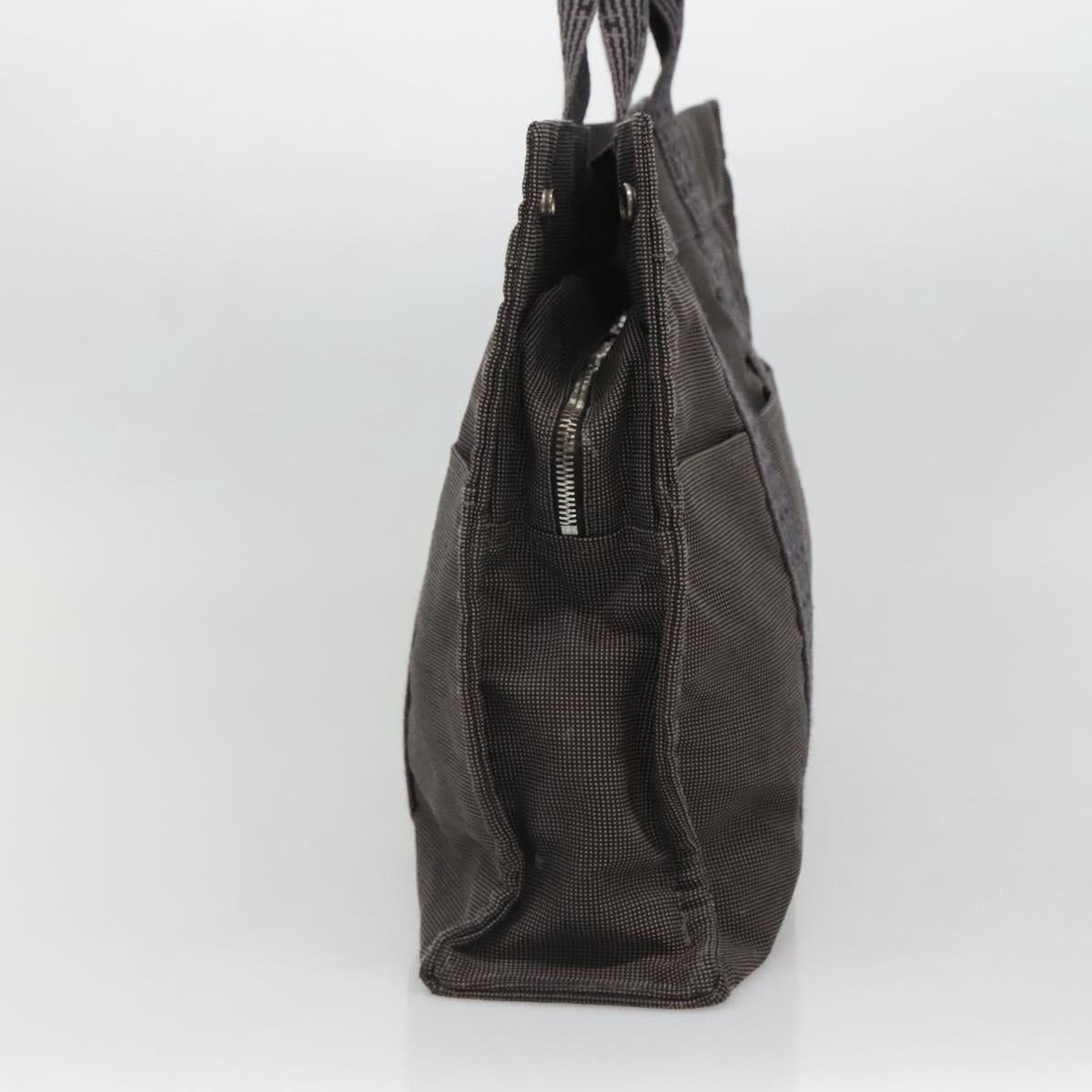 HERMES Her Line Tote Bag Canvas Gray Silver Auth 132562