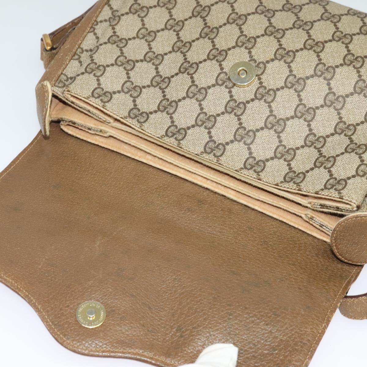 GUCCI GG Supreme Web Sherry Line Bag PVC Beige Gold 904 02 084 Auth 132568