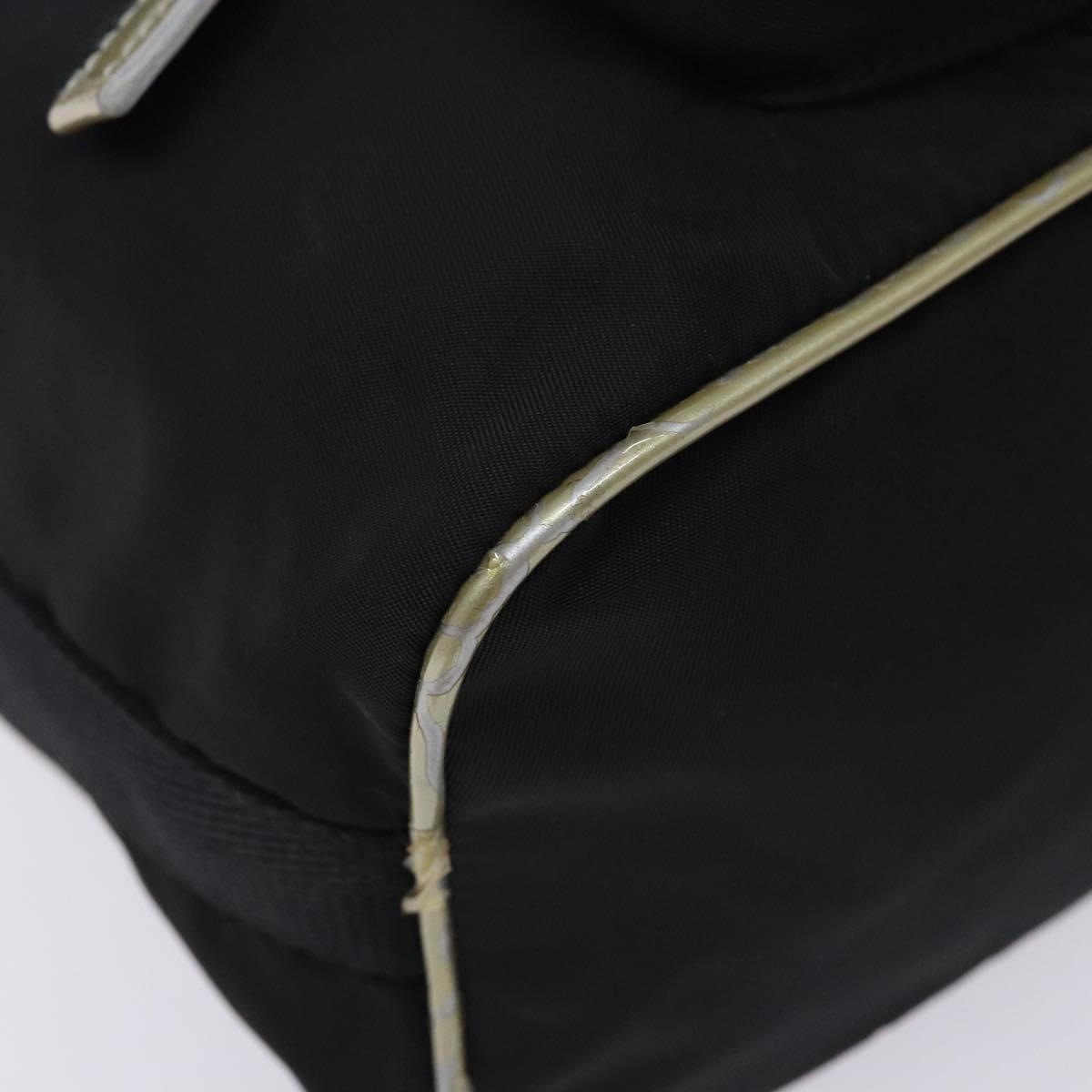 PRADA Hand Bag Nylon Black Silver Auth 132573