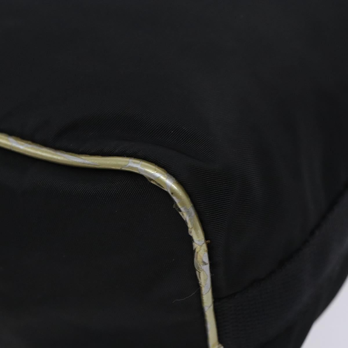 PRADA Hand Bag Nylon Black Silver Auth 132573