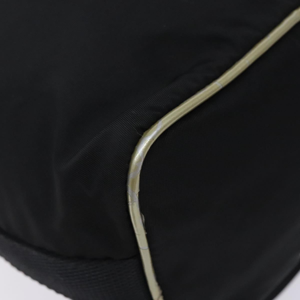 PRADA Hand Bag Nylon Black Silver Auth 132573