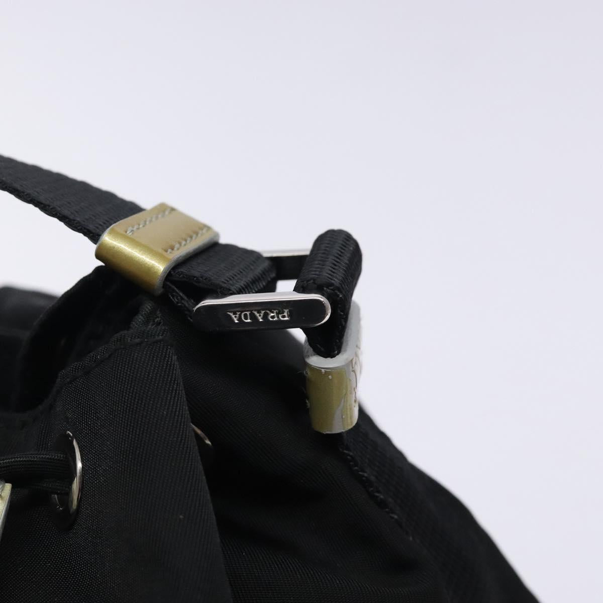 PRADA Hand Bag Nylon Black Silver Auth 132573