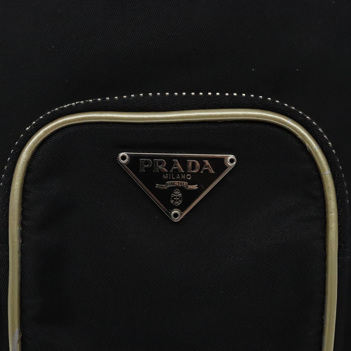PRADA Hand Bag Nylon Black Silver Auth 132573