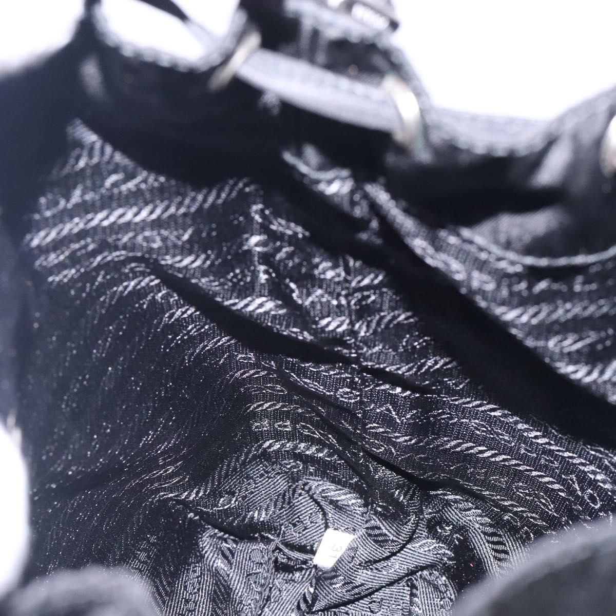 PRADA Hand Bag Nylon Black Silver Auth 132573