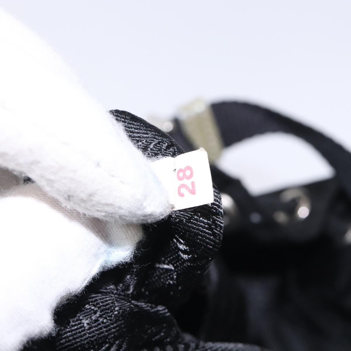 PRADA Hand Bag Nylon Black Silver Auth 132573