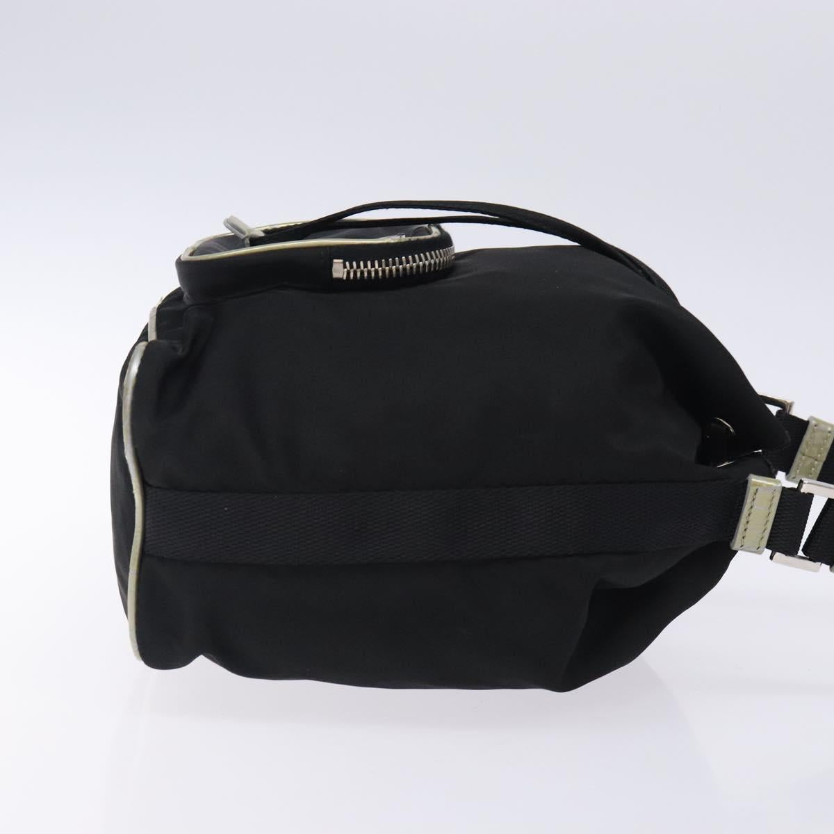 PRADA Hand Bag Nylon Black Silver Auth 132573