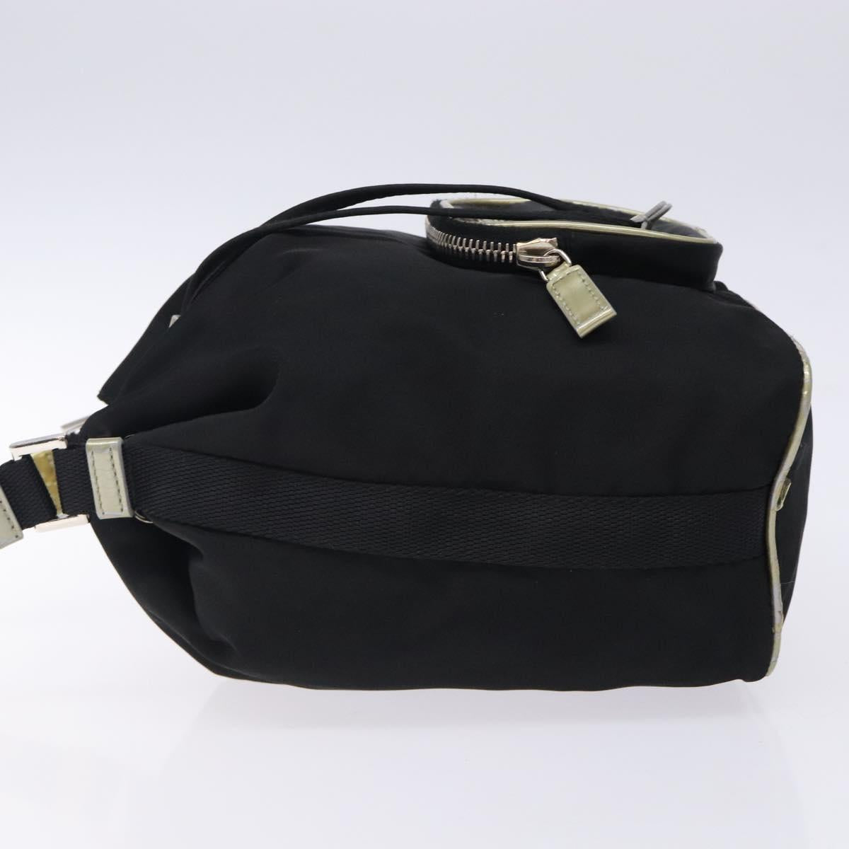 PRADA Hand Bag Nylon Black Silver Auth 132573