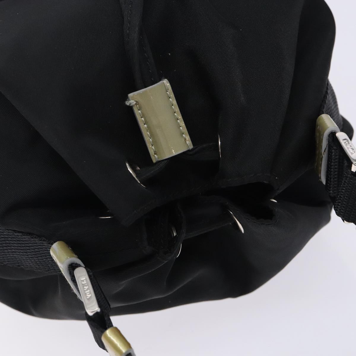PRADA Hand Bag Nylon Black Silver Auth 132573