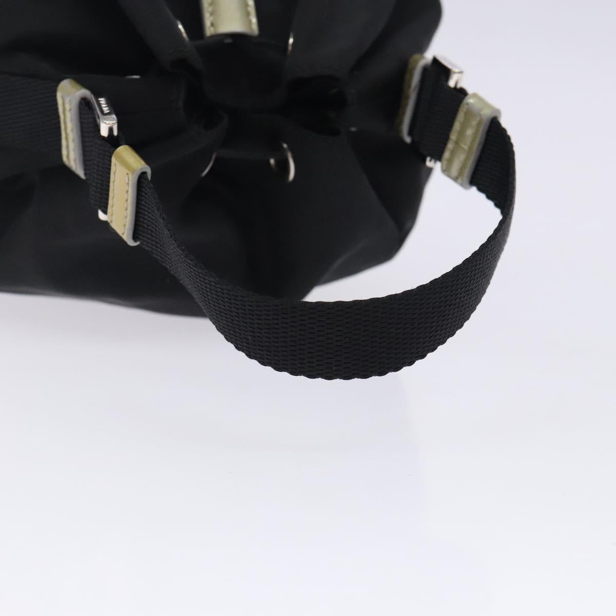 PRADA Hand Bag Nylon Black Silver Auth 132573