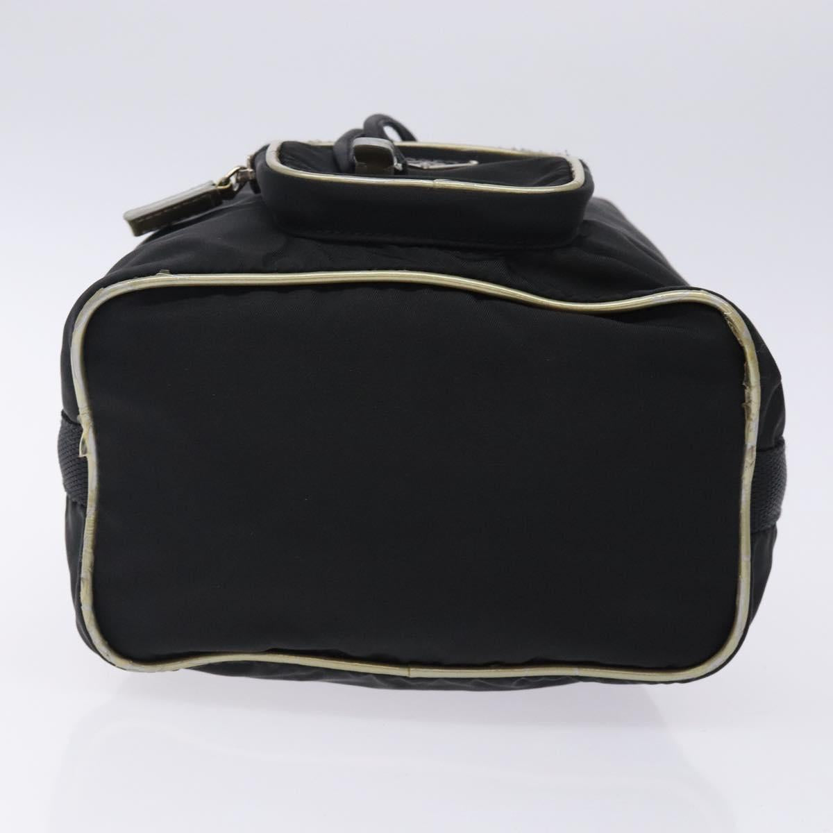 PRADA Hand Bag Nylon Black Silver Auth 132573