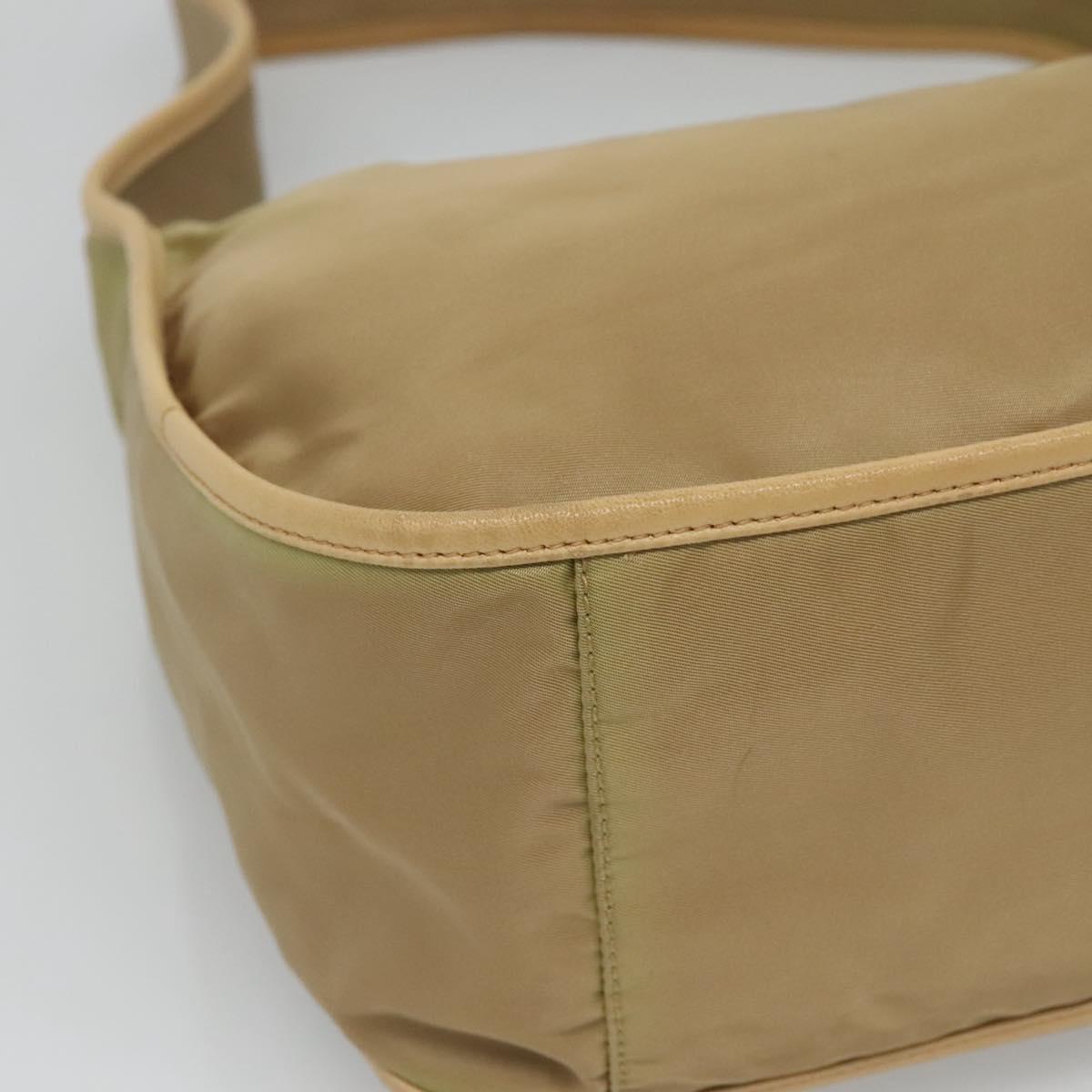 PRADA Shoulder Bag Nylon Leather Brown Silver Auth 132575